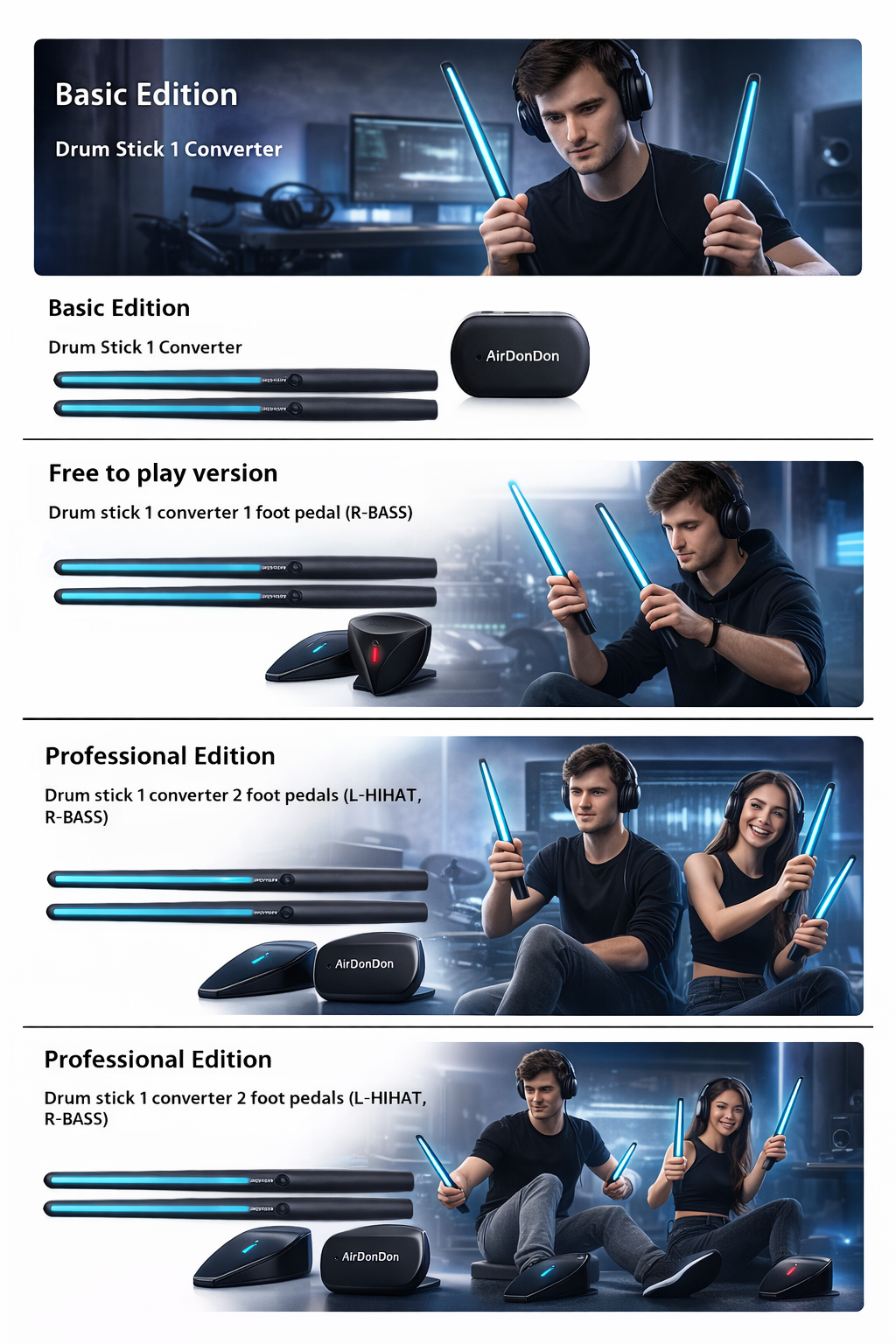 Smart Air Drums – Portable Bluetooth Drumsticks 🥁